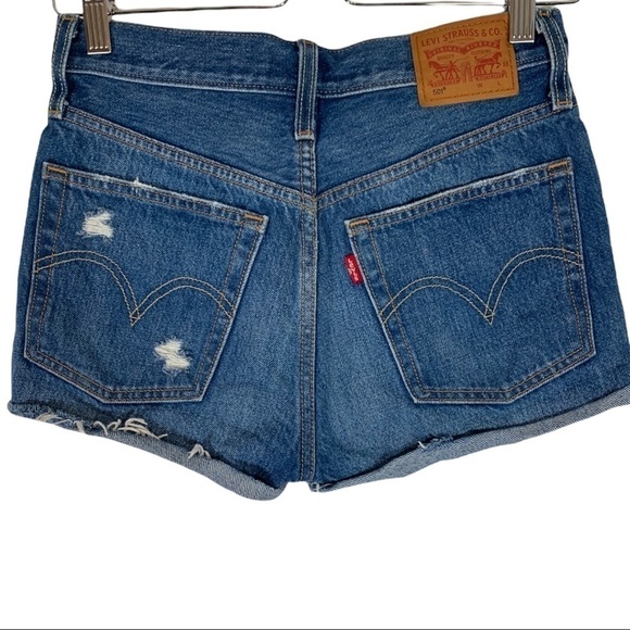 Levi's 501 High Waist distressed Cutoff Jean Shorts Size 25 - Picture 2 of 5